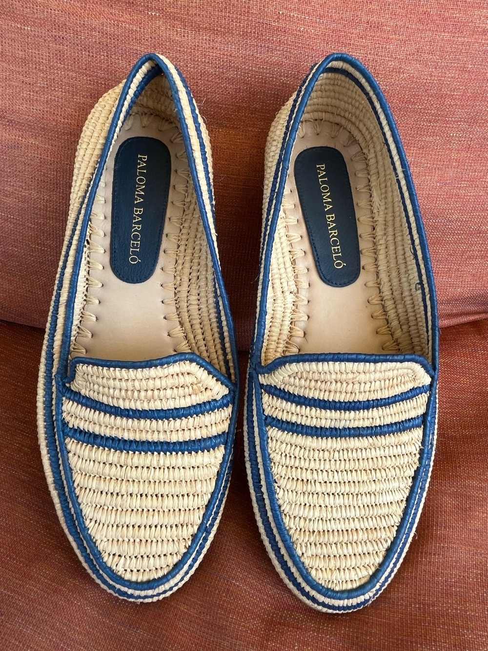 Paloma Barceló Raffia Loafers Made in Spain EU 38 Luxury Woven Flats